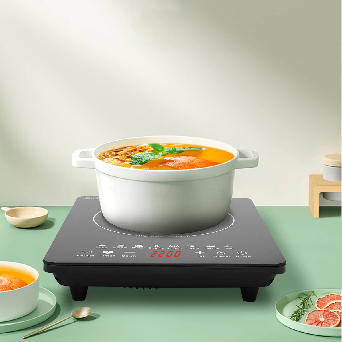 Portable Induction Cooktop With 8 Cooking Presets And Touch Panel