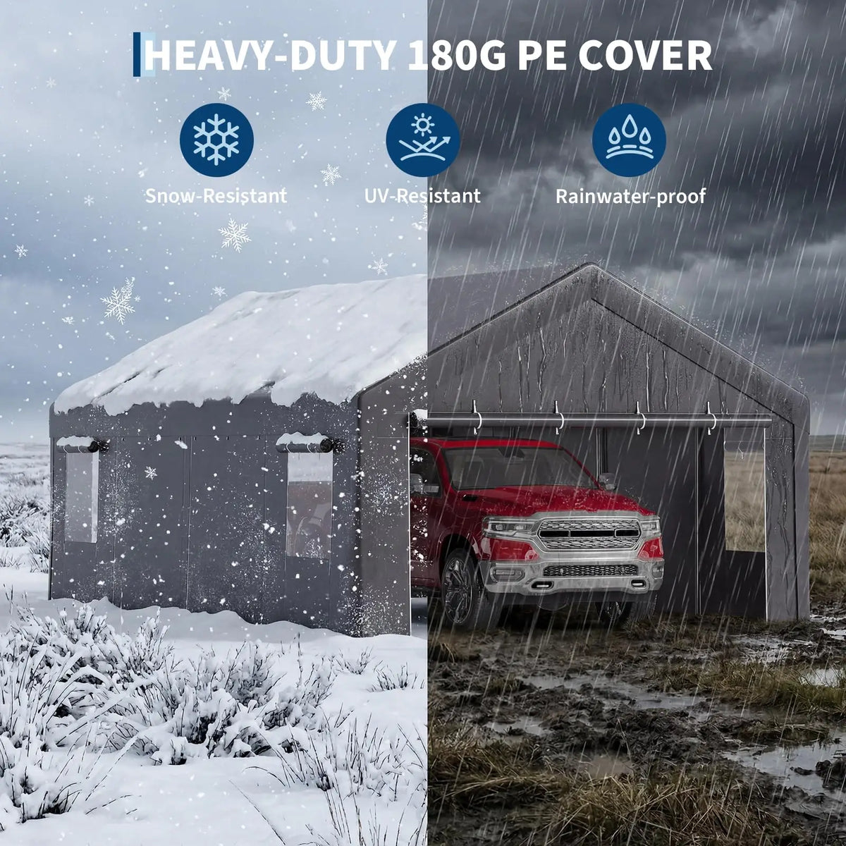 HiMiss Heavy Duty Portable Carport Canopy Shelter With Removable Sidewalls