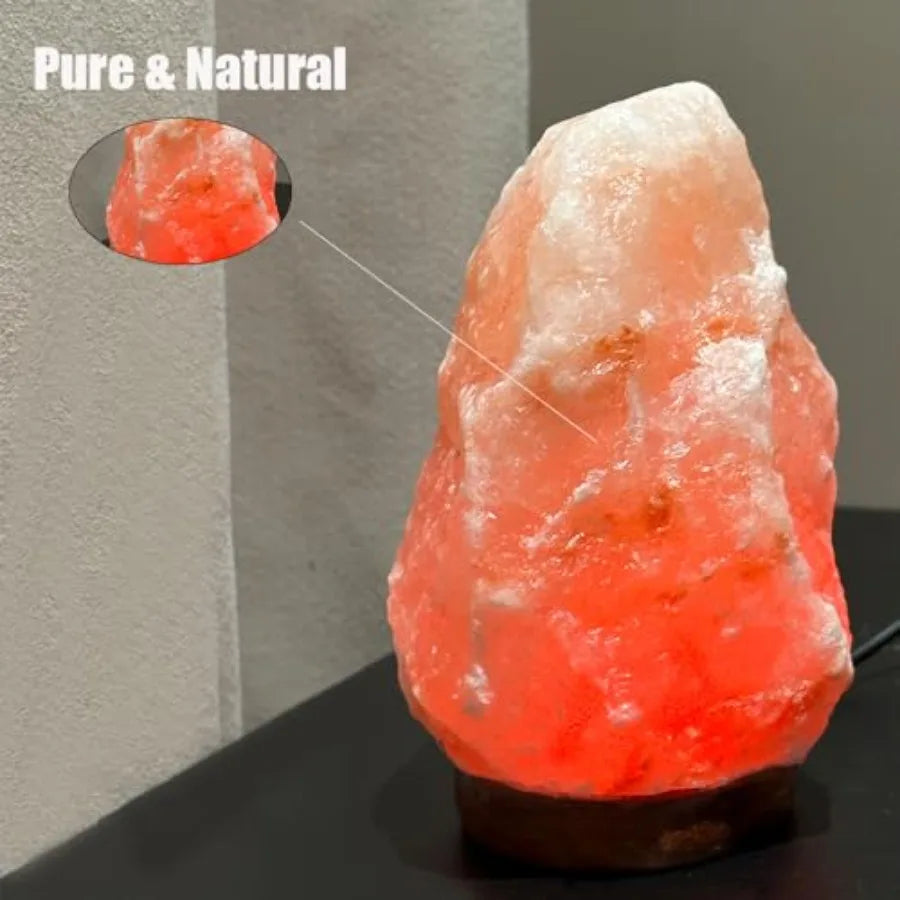 Himalayan Salt Rock Lamp USB Night Light With Wood Base