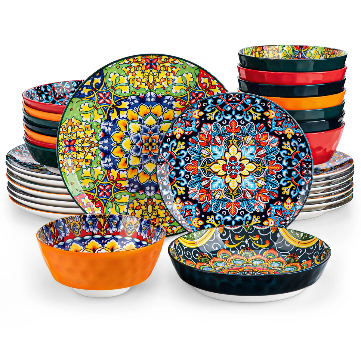Malacasa Ceramic Bohemian Style Eco Friendly Dinnerware Tableware Set