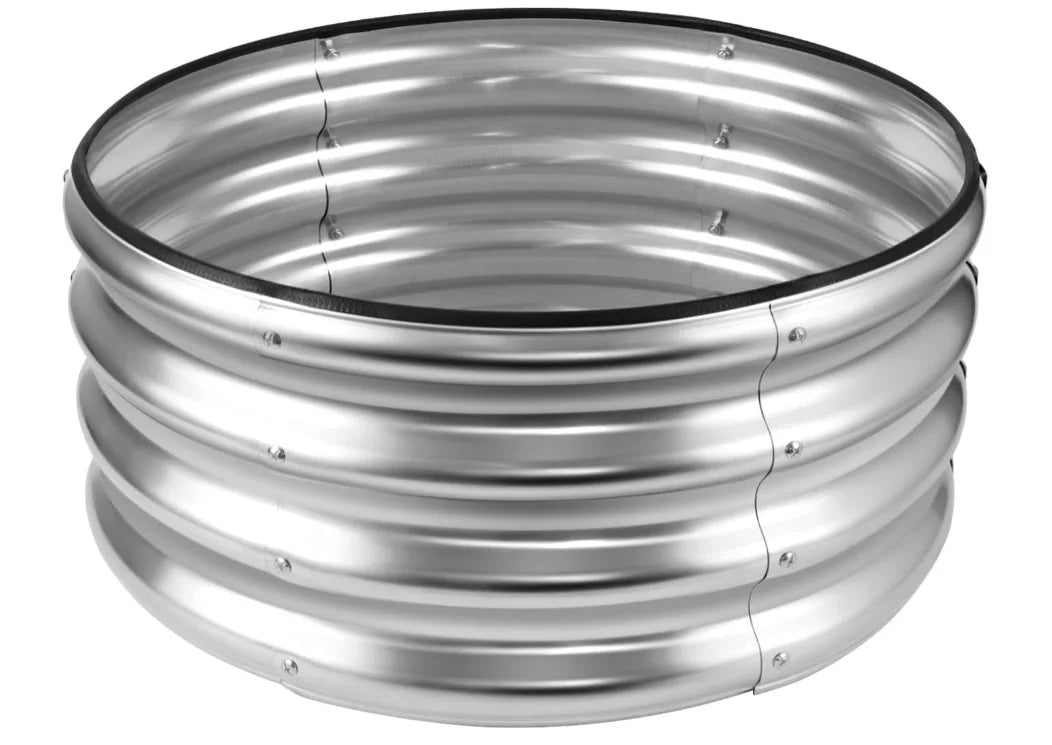 HiMISS Galvanized Round Raised Garden Bed Planter for Outdoor Planting