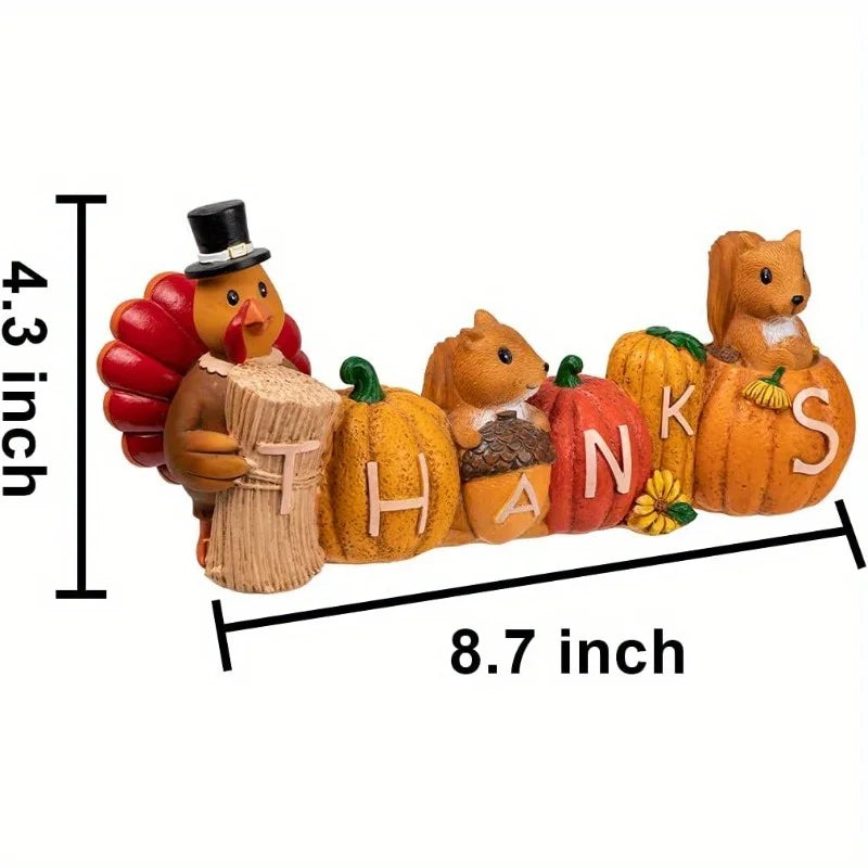 Joyfy Thanksgiving Pumpkin Turkey Tabletop Centerpiece Figurine