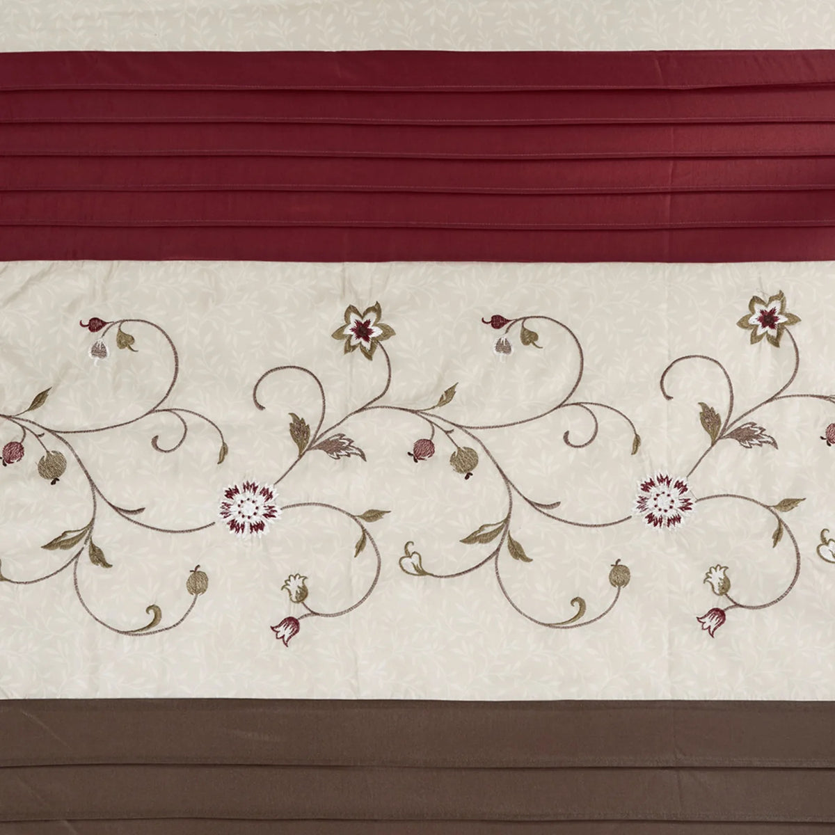 Faux Silk Embroidered Floral Shower Curtain Jacquard Water Repellent Finish