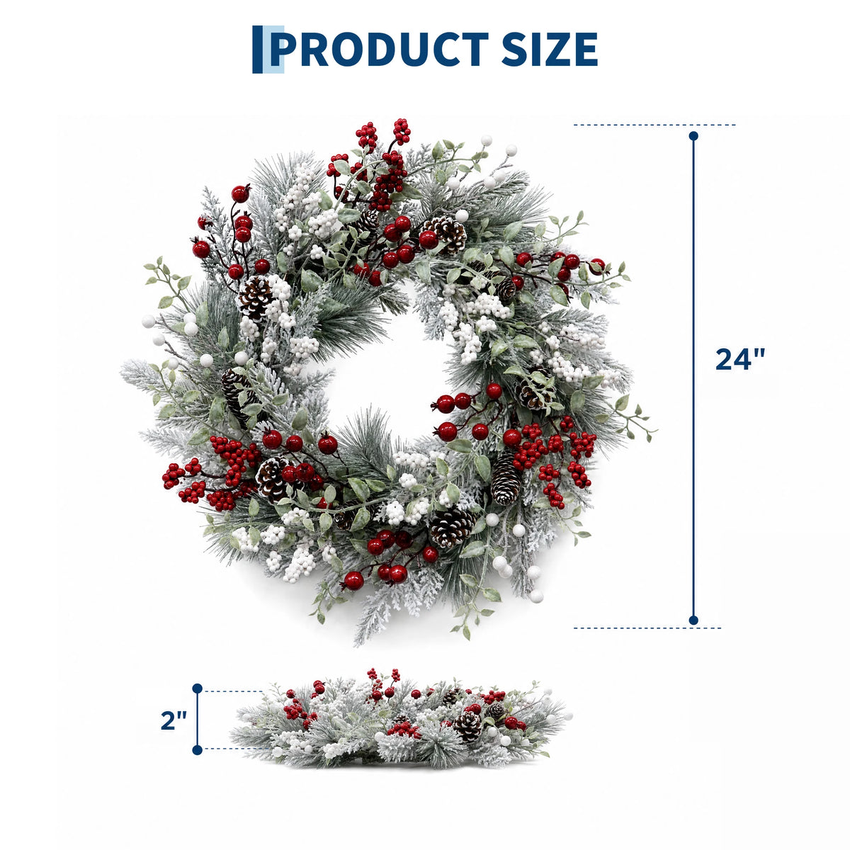 GAOMON Pre Lit Christmas Wreath With Integrated LED Lights