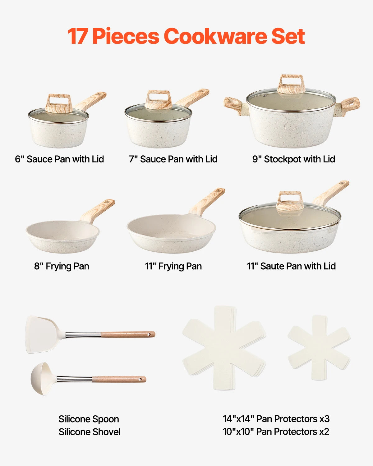 SucceBuy Granite Nonstick Cookware Set Induction Compatible Kitchen