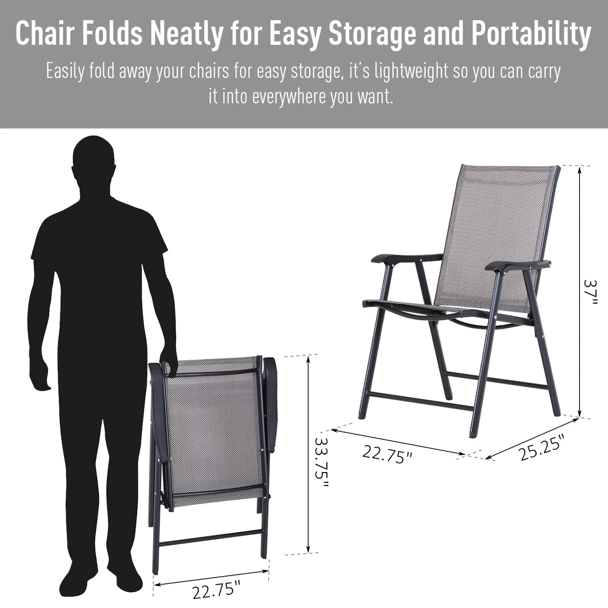 Outsunny Lightweight Outdoor Patio Chairs With Comfortable Mesh Seating