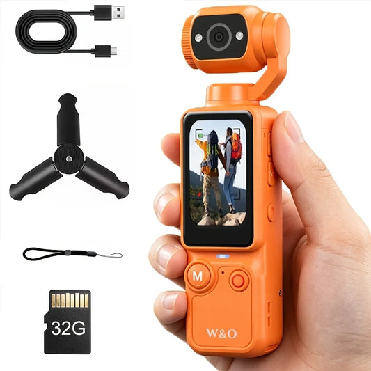 W&O 4K Sports Camcorder With Flip Screen And Tripod