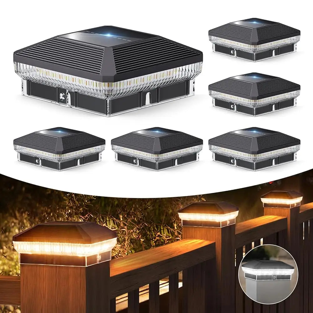 KPSTEK Solar Outdoor Post Cap Lights With Three Modes
