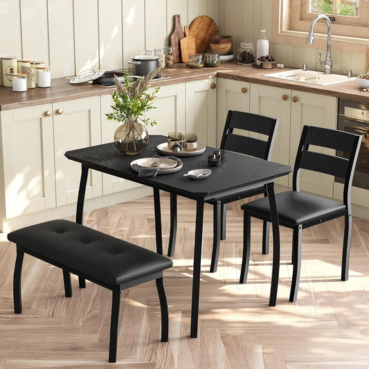 Garvee Modern Farmhouse Dining Set With Bench And Cushioned Chairs