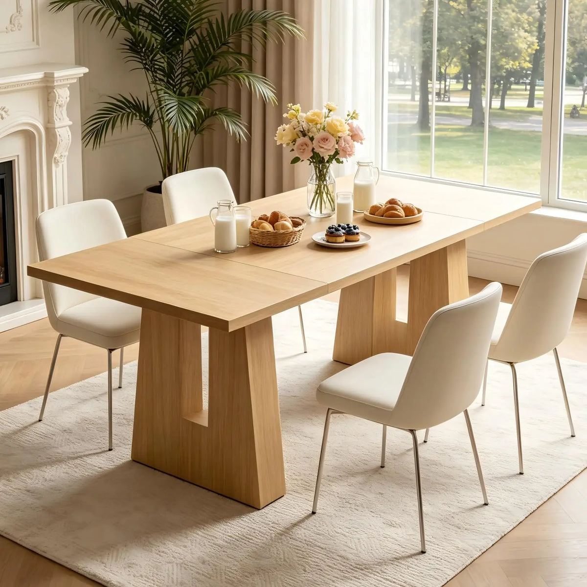 HiMiss Modern Wooden Rectangular Dining Room Table