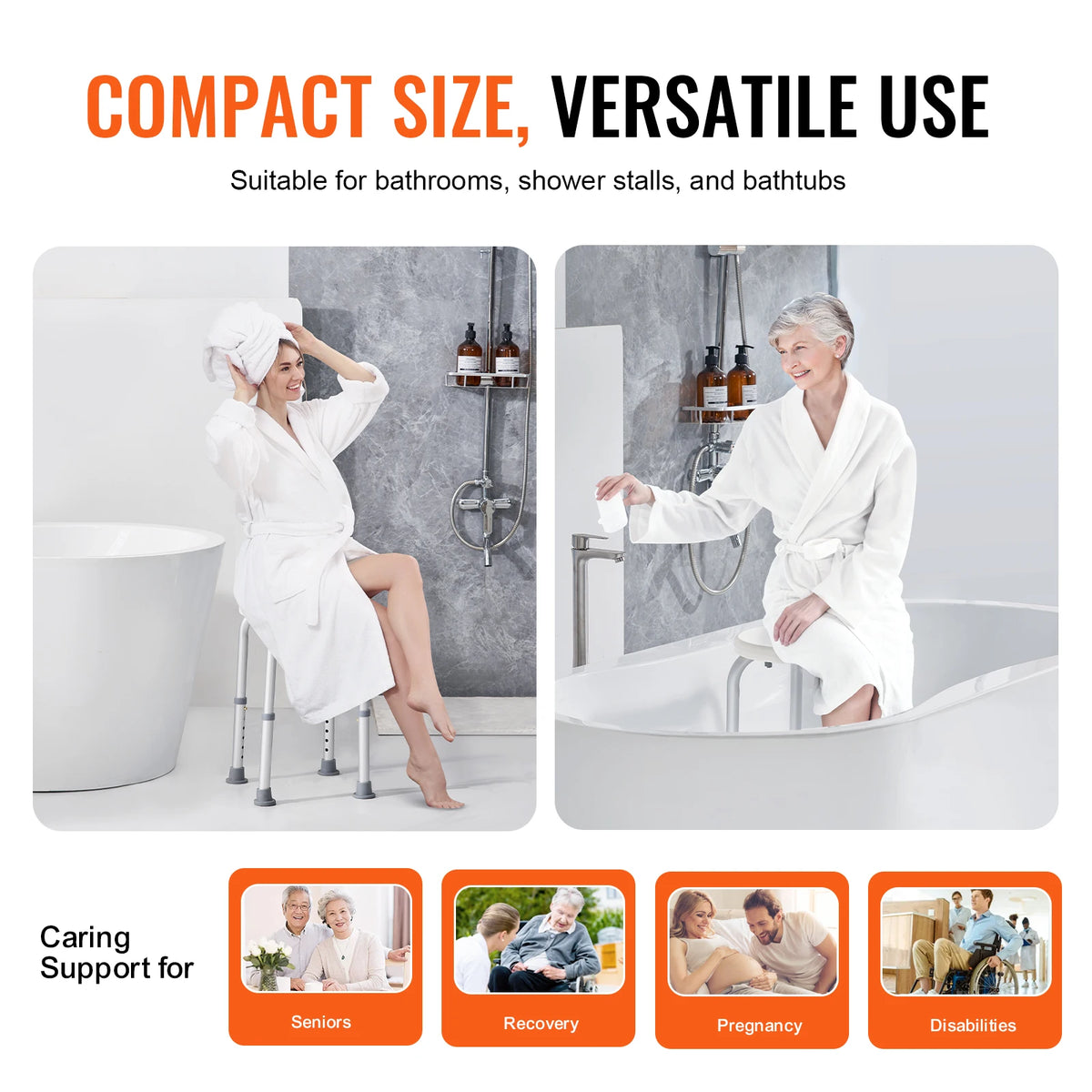 SucceBuy Lightweight Adjustable Shower Stool For Bathroom Safety