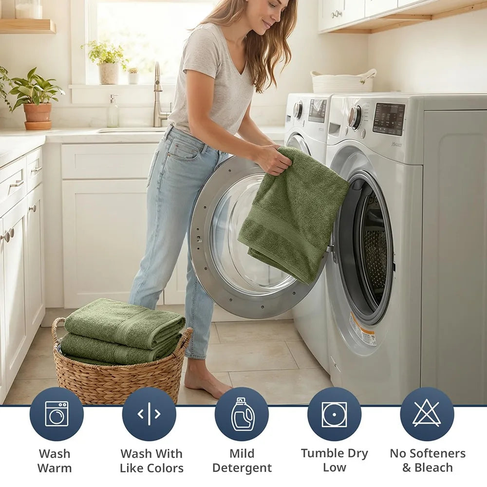 Soft Absorbent Cotton Bath Towel Set For Modern Home Use