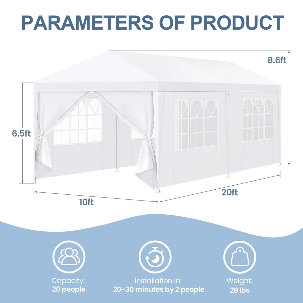 Tooluck Heavy Duty Party Canopy With Removable Sidewalls
