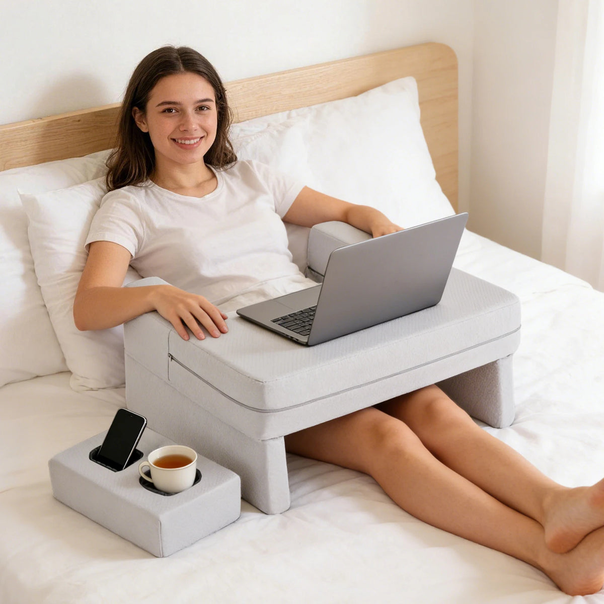 JHK Ergonomic Memory Foam Reading Pillow With Cooling Washable Cover