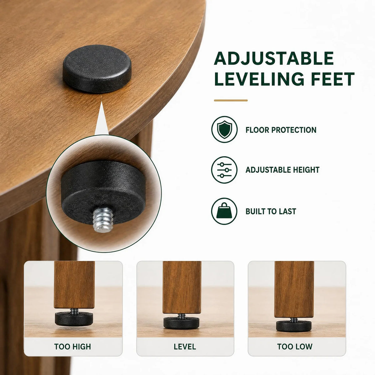 HiMISS Modern Round Dining Table With Open Arch Pedestal Base
