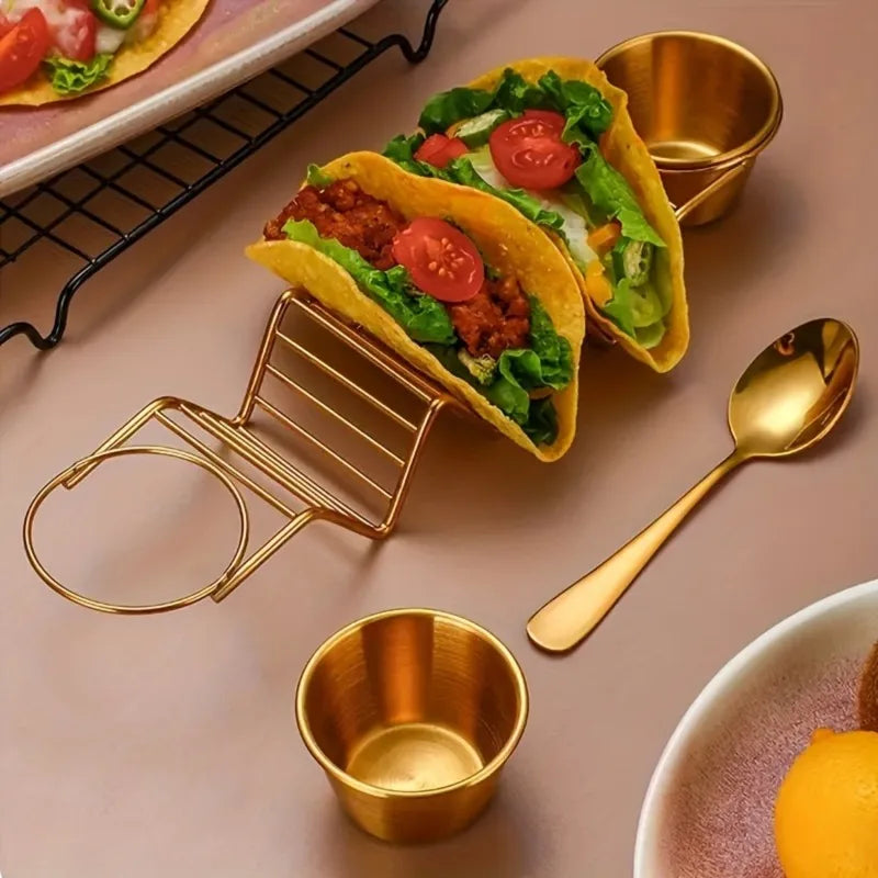 Stainless Steel Taco Serving Utensil Set With Dressing Cups