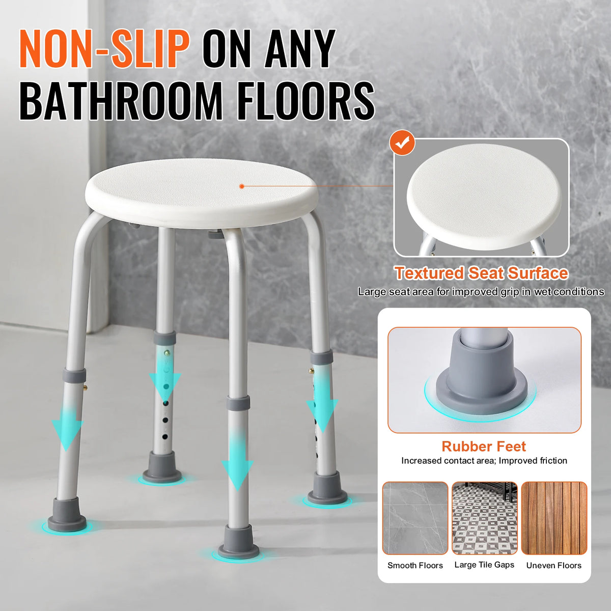 SucceBuy Lightweight Adjustable Shower Stool For Bathroom Safety