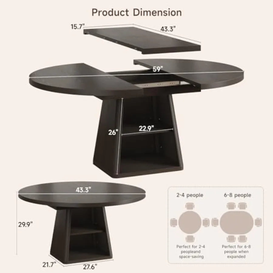 Extendable Dining Table With Storage For Four To Six People