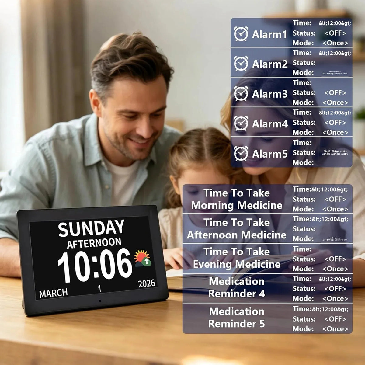 Senior Focused Digital Alarm Clock with Date and Auto Brightness