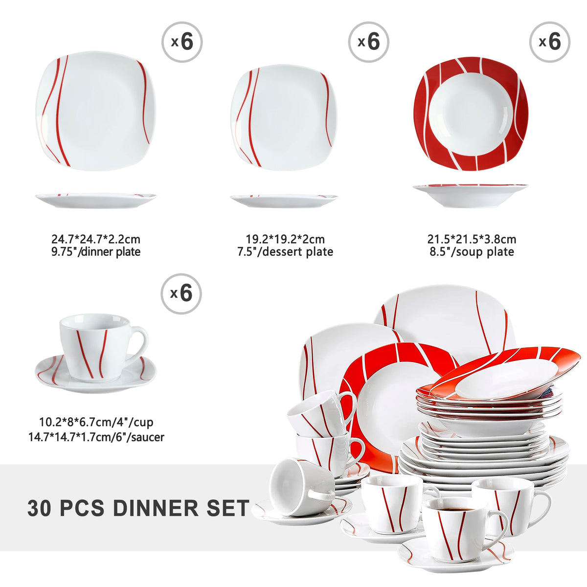Malacasa Felisa Elegant Porcelain Dinnerware Collection