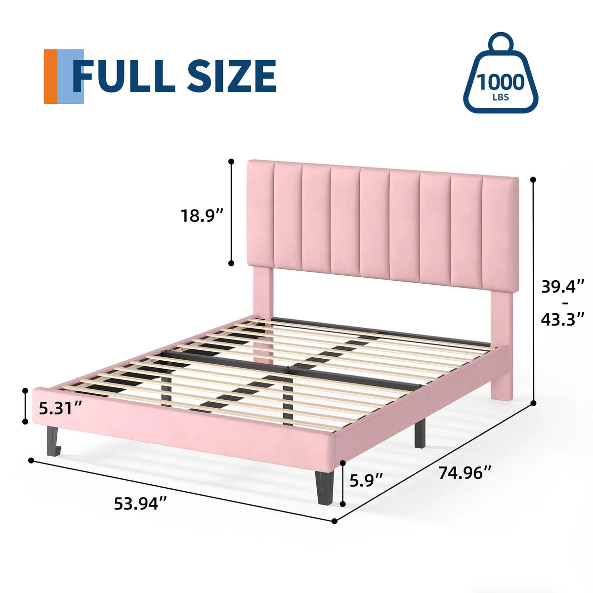 HiMISS Upholstered Platform Bed Frame With Tufted Headword