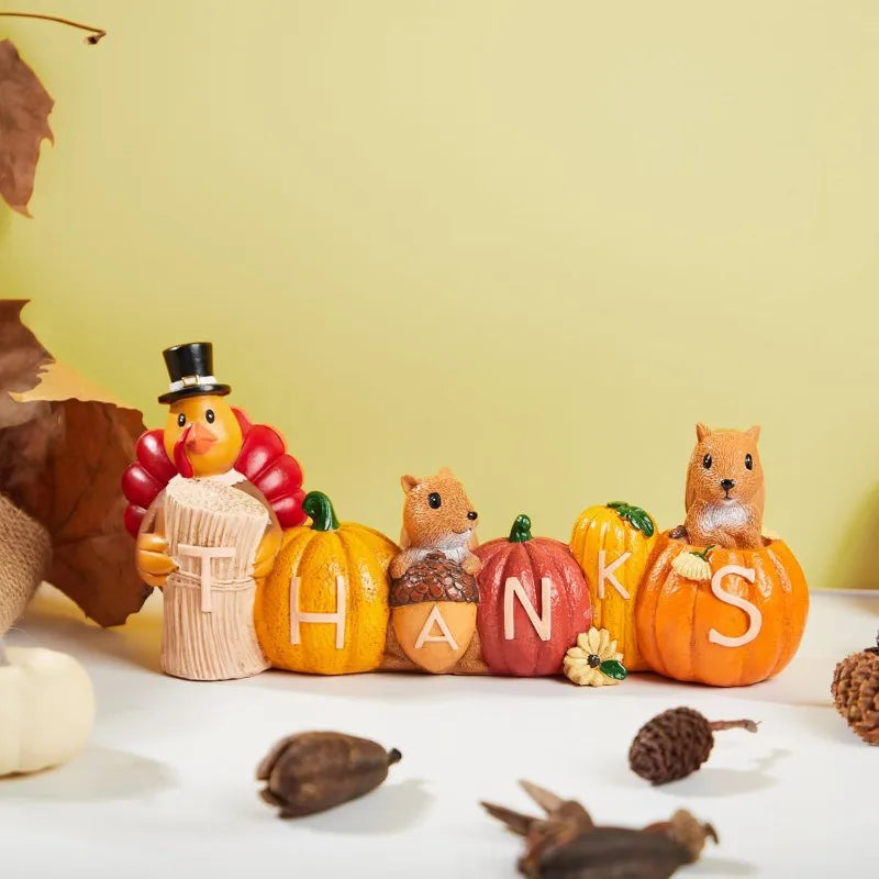 Joyfy Thanksgiving Pumpkin Turkey Tabletop Centerpiece Figurine