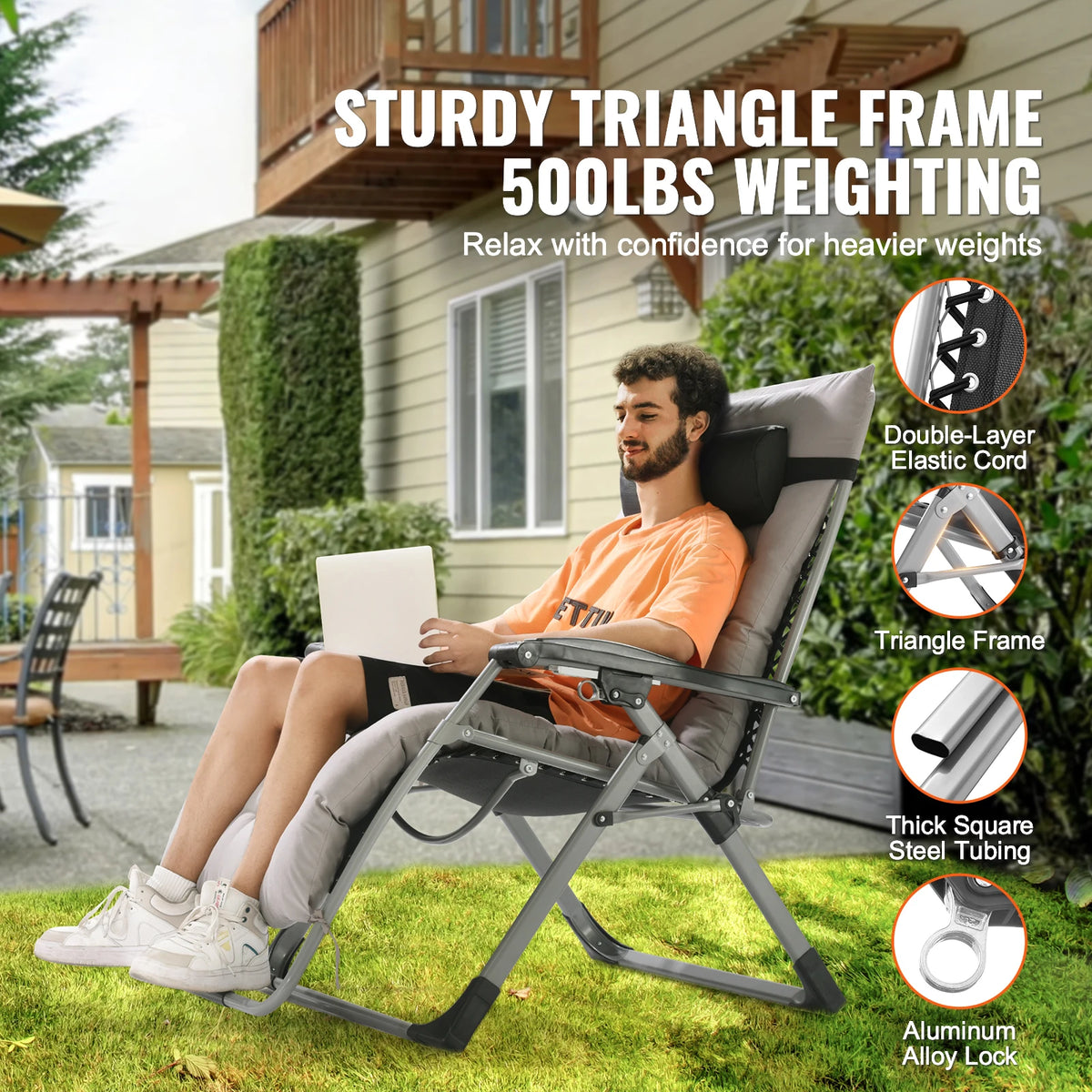 SucceBuy Adjustable Zero Gravity Recliner With Cupholder And Footrest