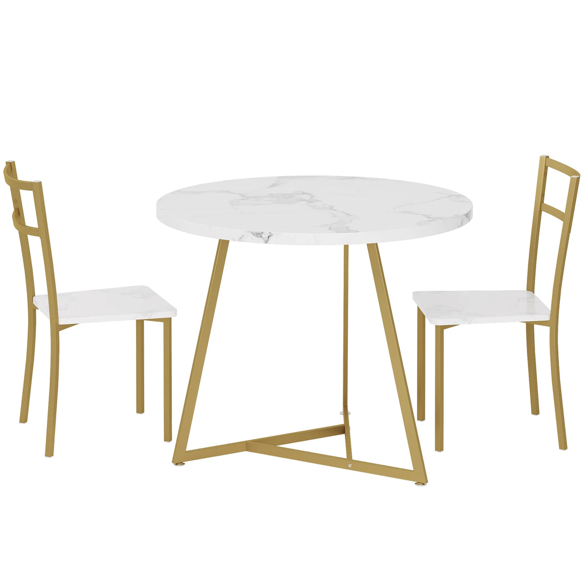 TAKYWEP Round Dining Table Set With Upholstered Chairs for Small Spaces