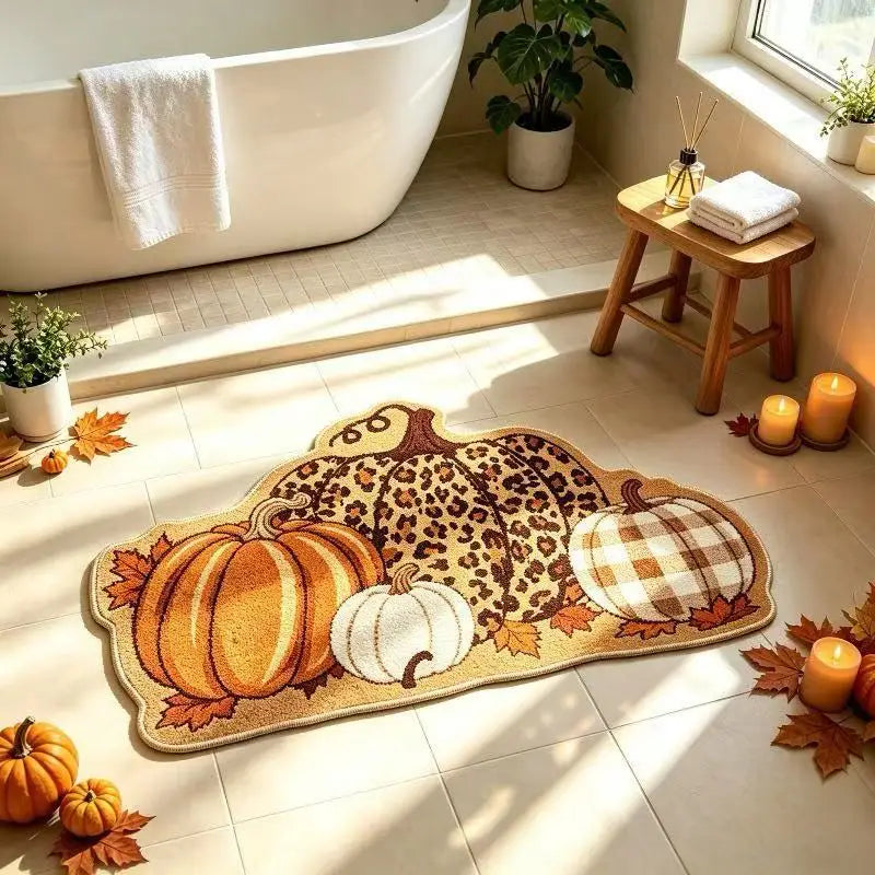Fall Pumpkin Shaped Non Slip Doormat For Front Door Decoration
