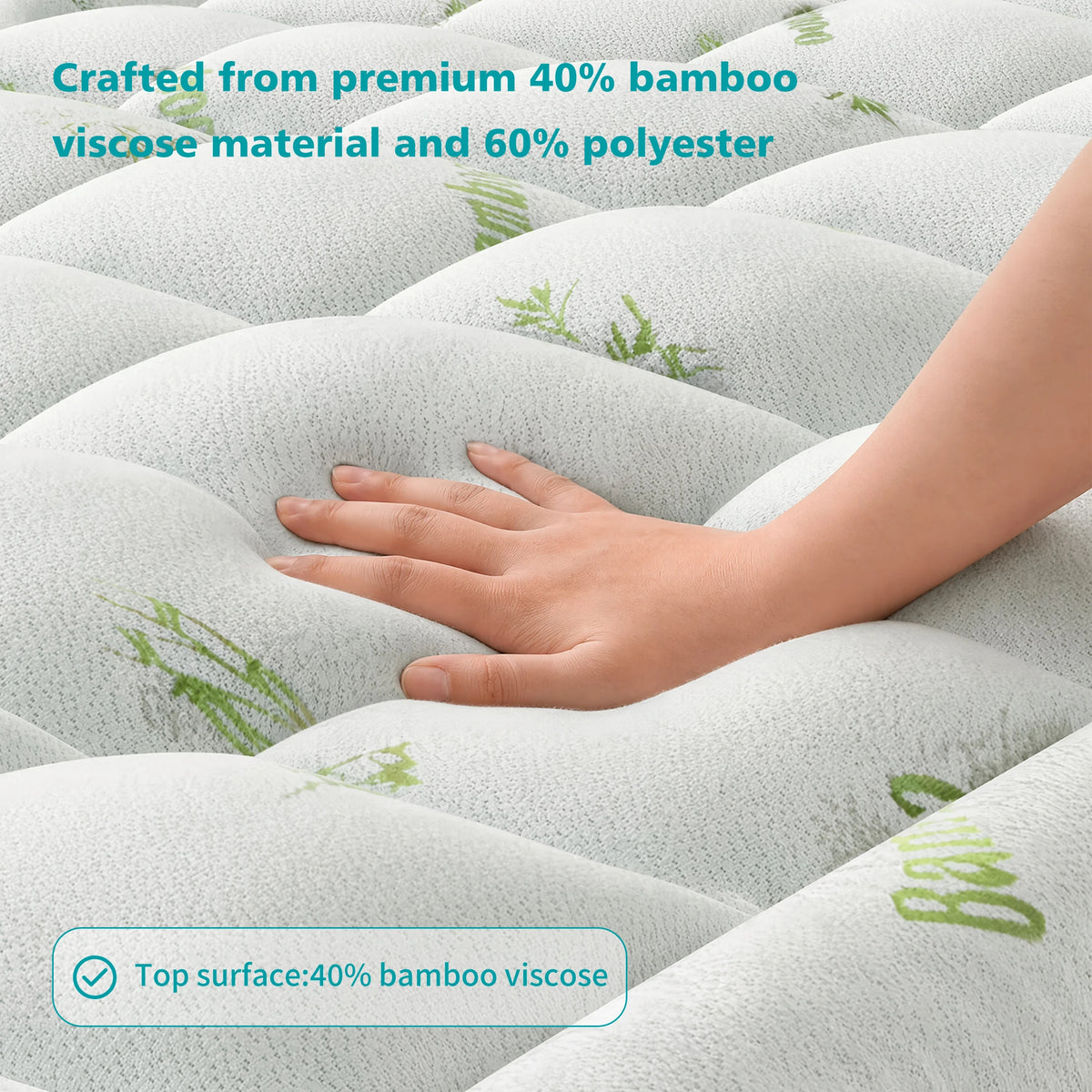 JHK Waterproof Bamboo Mattress Topper For Enhanced Comfort