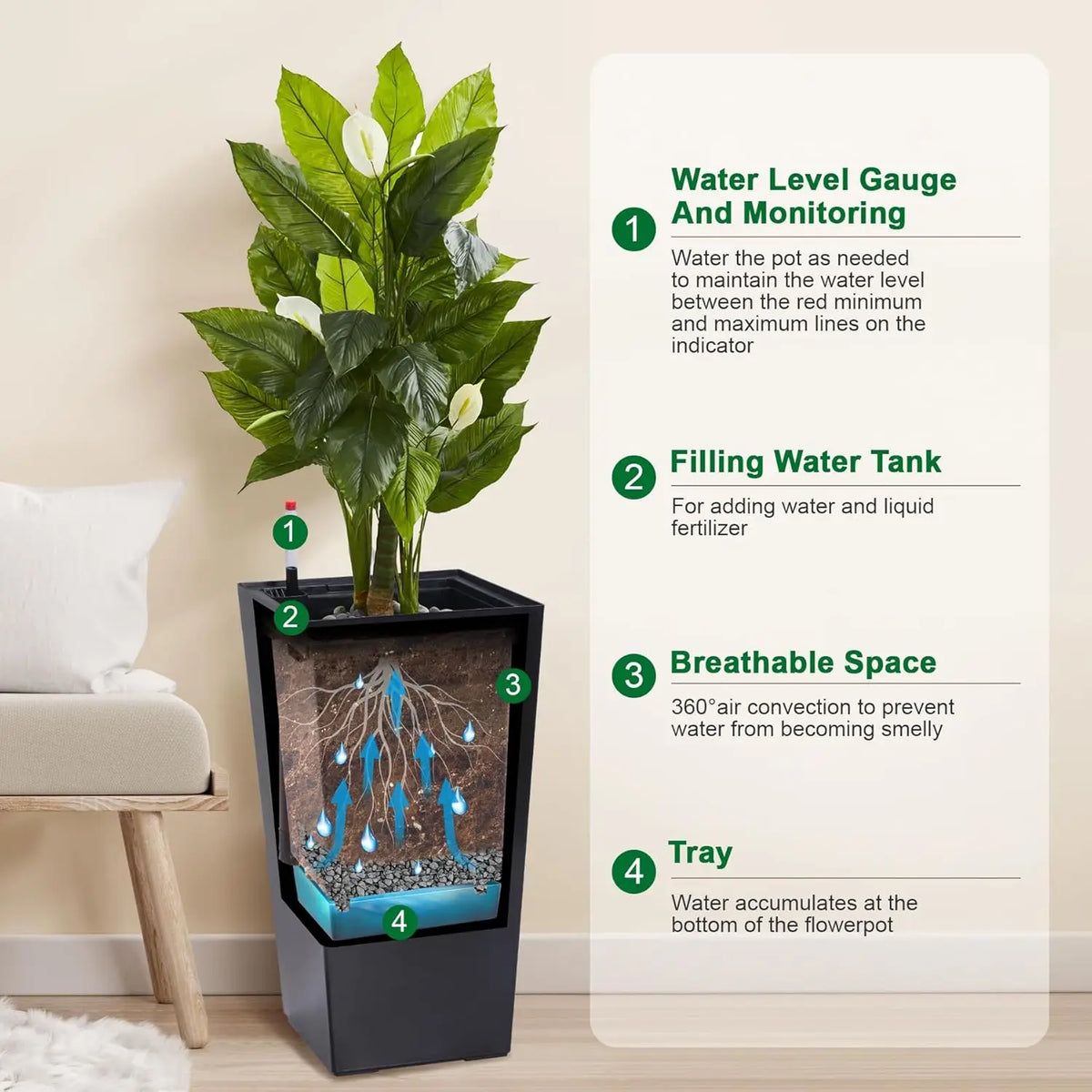 HobbyLane Self-Watering Tapered Planter Set With Shelf Inserts