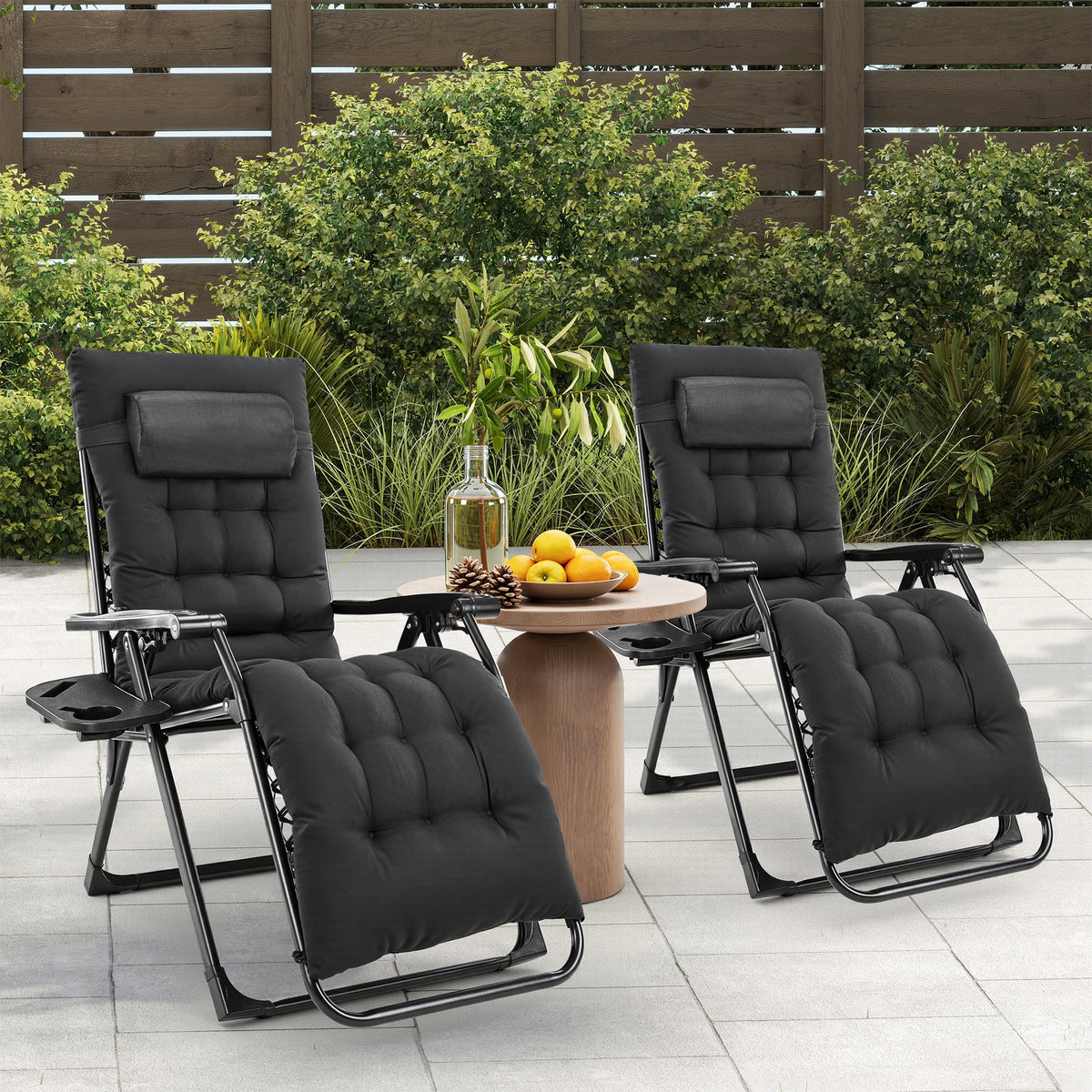JHK Zero Gravity Folding Recliner Lounge Chair With Cup Holder