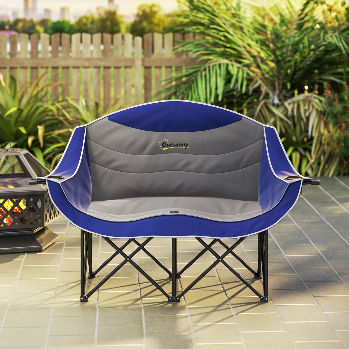 Outsunny Padded Double Folding Camping Chair for Adults