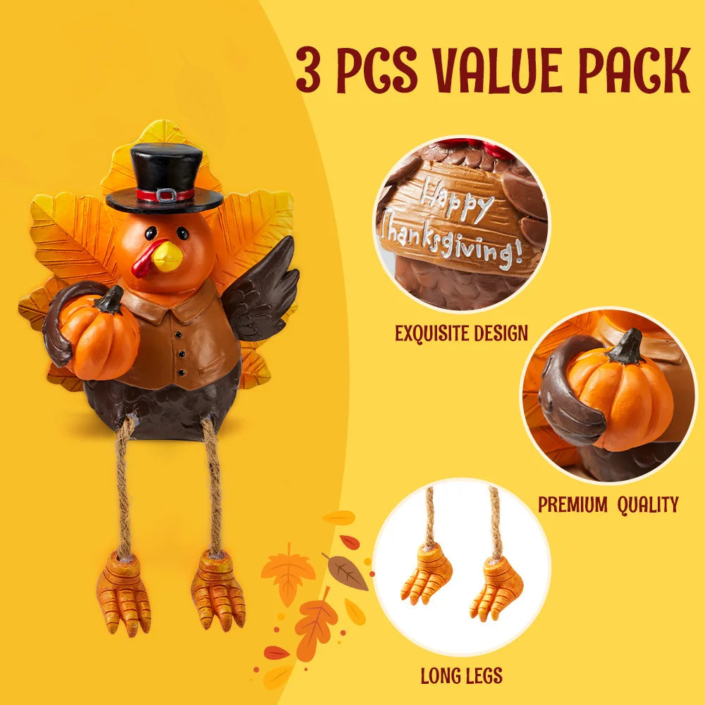 Joyfy Thanksgiving Turkey Tabletop Centerpiece Resin Figurine Decor