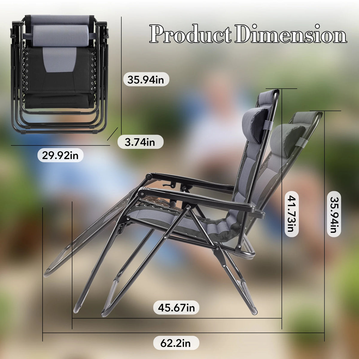 JHK Outdoor Zero Gravity Reclining Lounge Chair With Cup Holder