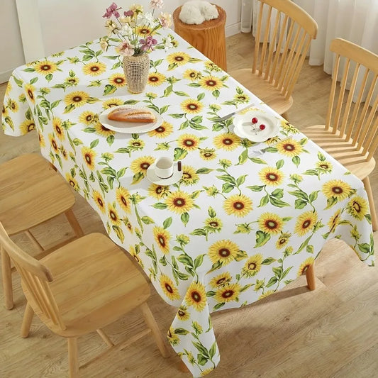 Sunflower Print Tablecloth for Dining and Outdoor Use