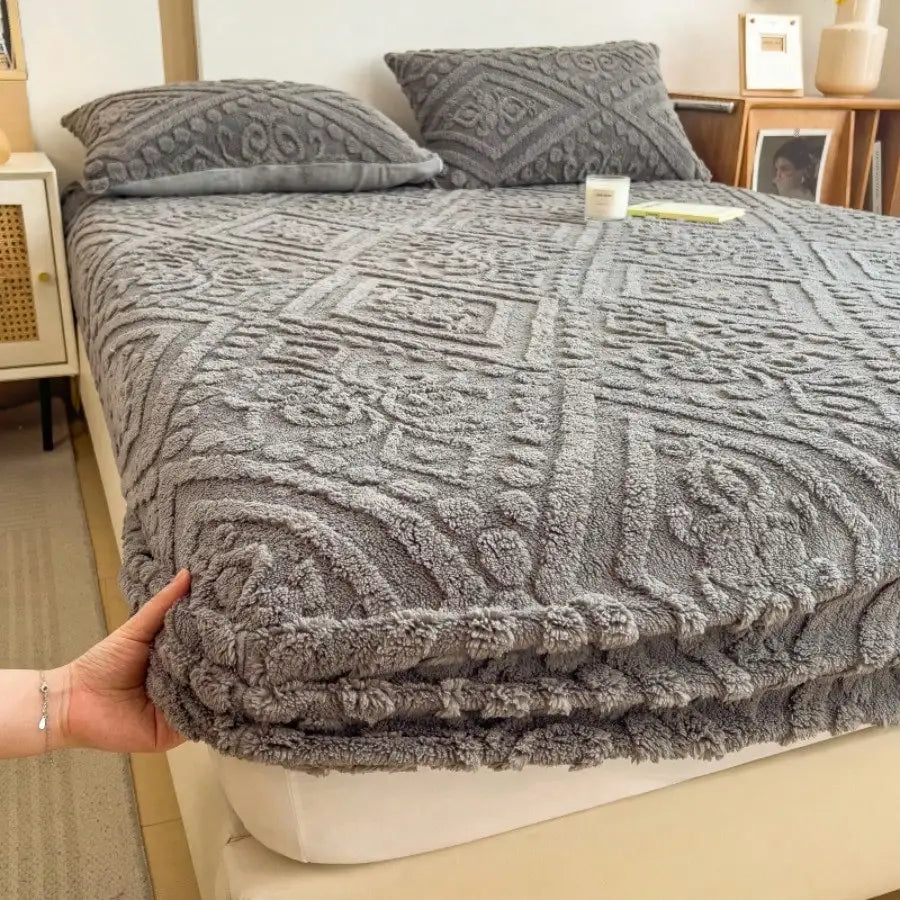 Vintage European Floral Velvet Fitted Sheet With Deep Pockets
