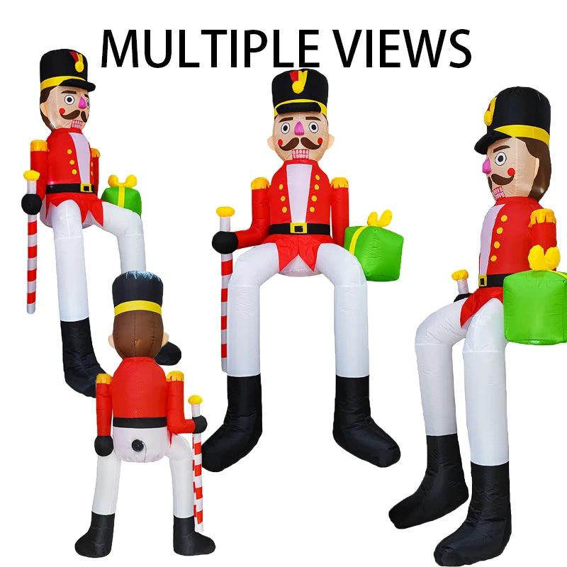LED Inflatable Nutcracker Soldier Outdoor Yard Decoration With Candy Cane