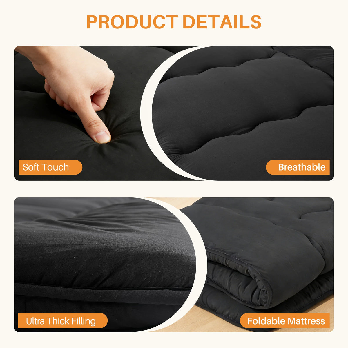 MCQ Japanese Foldable Futon Mattress With Washable Cover For Home