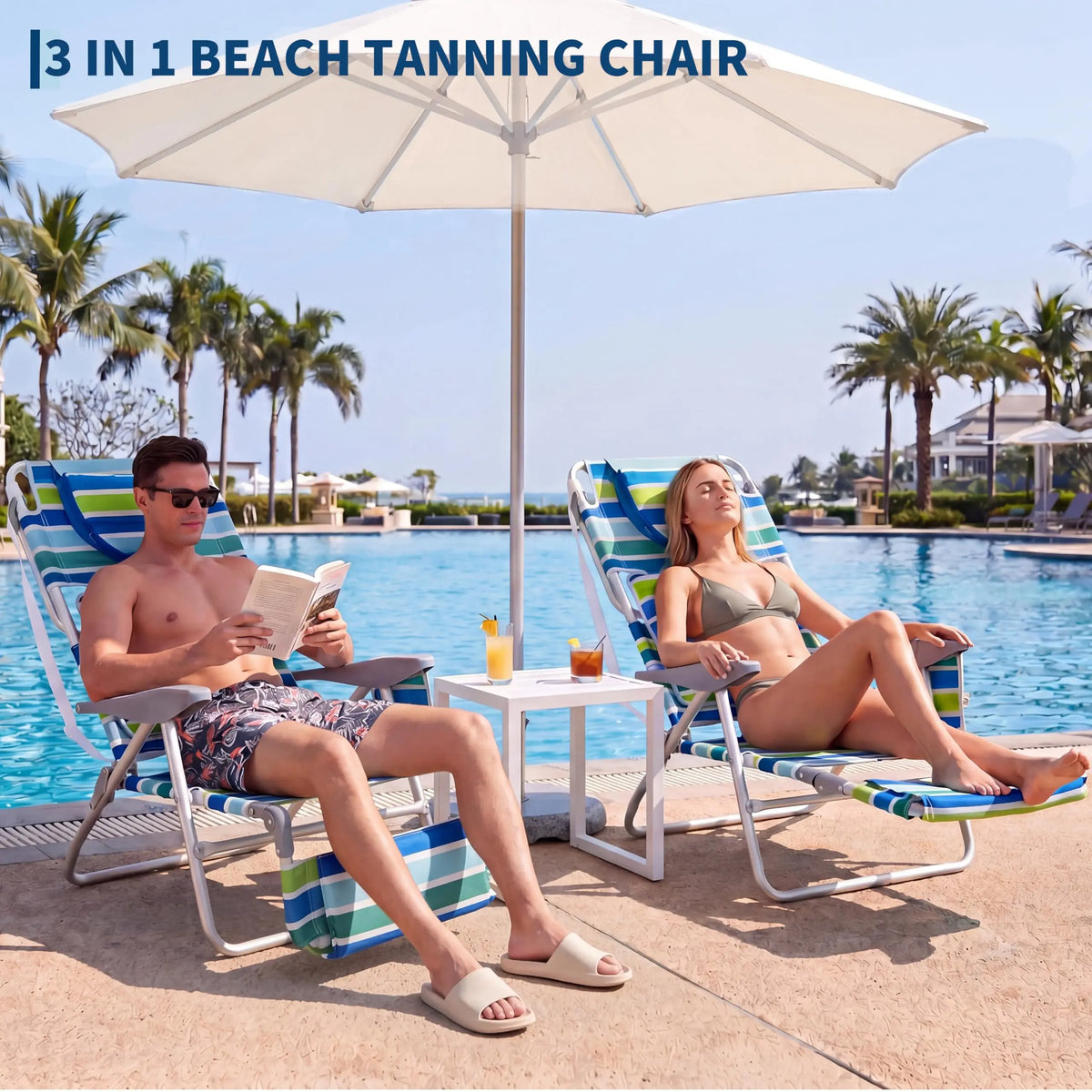 HiMISS Portable Face Down Sunbathing Recliner Chair For Beach