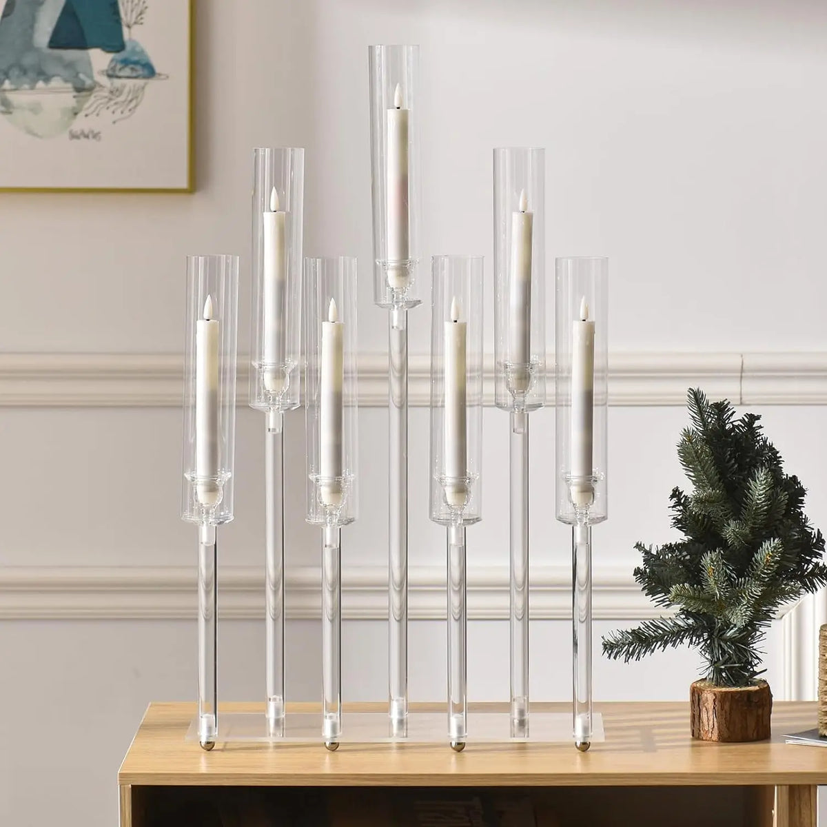 Vincigant Seven Arm Acrylic Candelabra For Elegant Table Decor