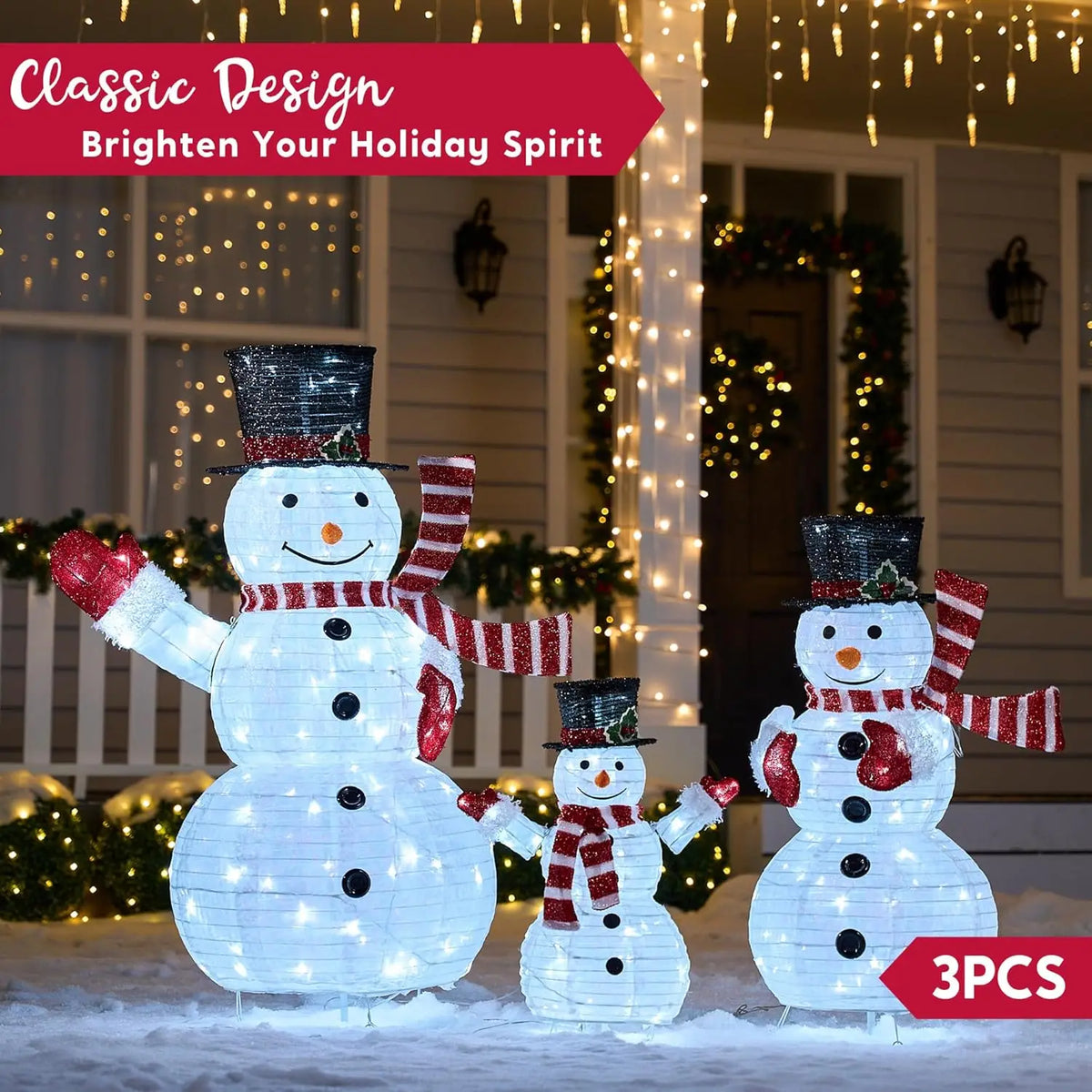 Joyfy Collapsible Snowman Yard Lights With Prelit LEDs