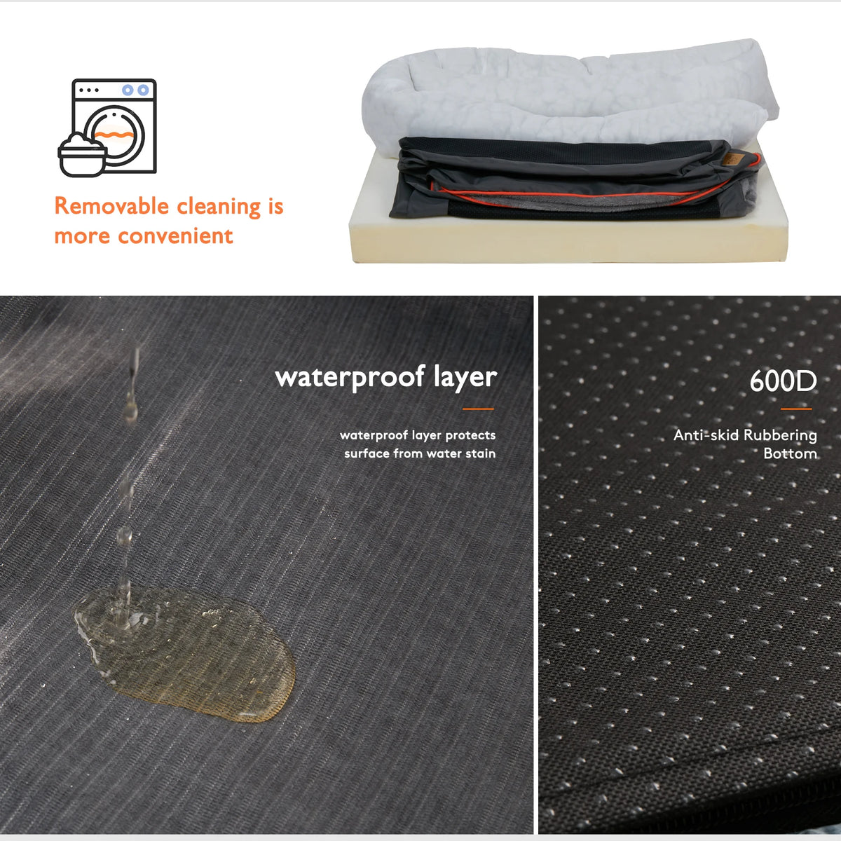 Bingopaw Removable Fleece Dog Bed With Waterproof Washable Cover