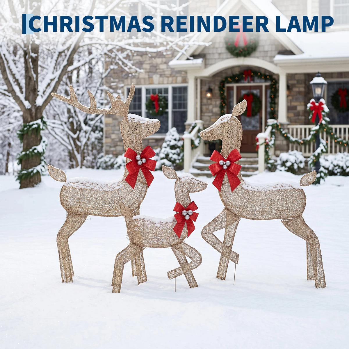 LED Christmas Deer Family Set Outdoor Yard Weatherproof Decor