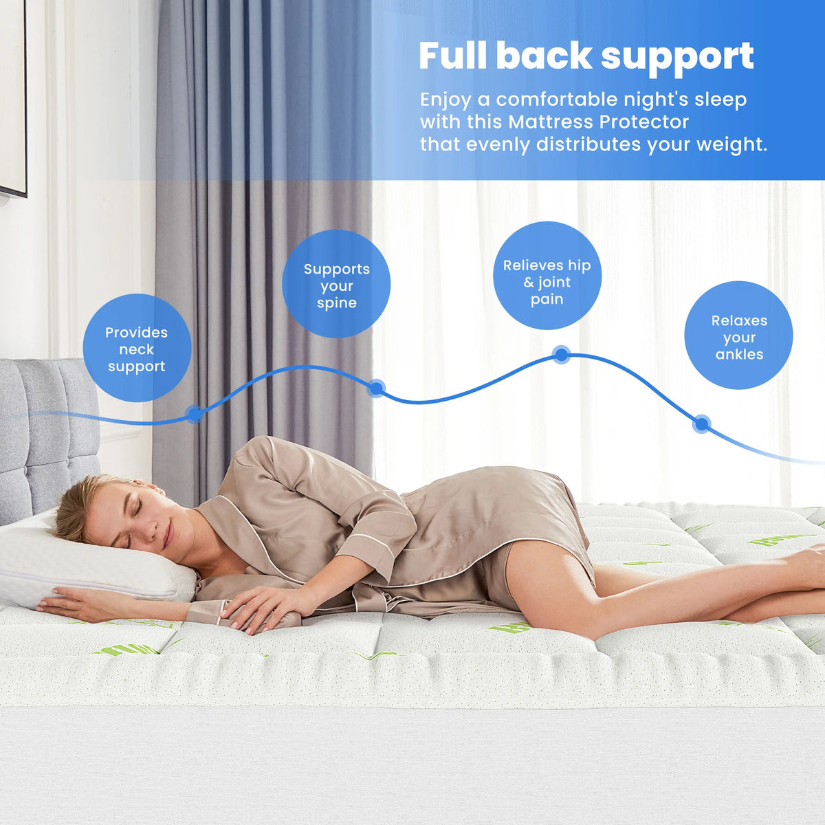 MCQ Bamboo Viscose Cooling Mattress Topper With Stretchable Pockets