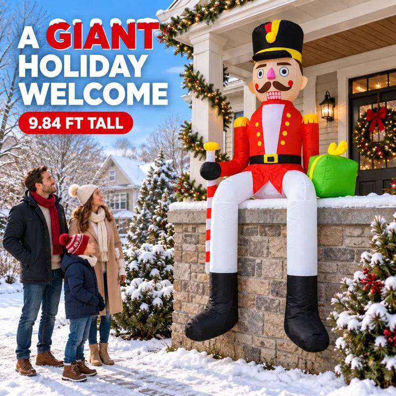 LED Inflatable Nutcracker Soldier Outdoor Yard Decoration With Candy Cane
