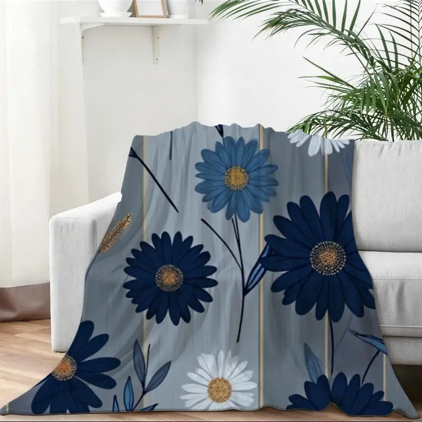 Lightweight Flannel Blanket Featuring Elegant Floral Patterns