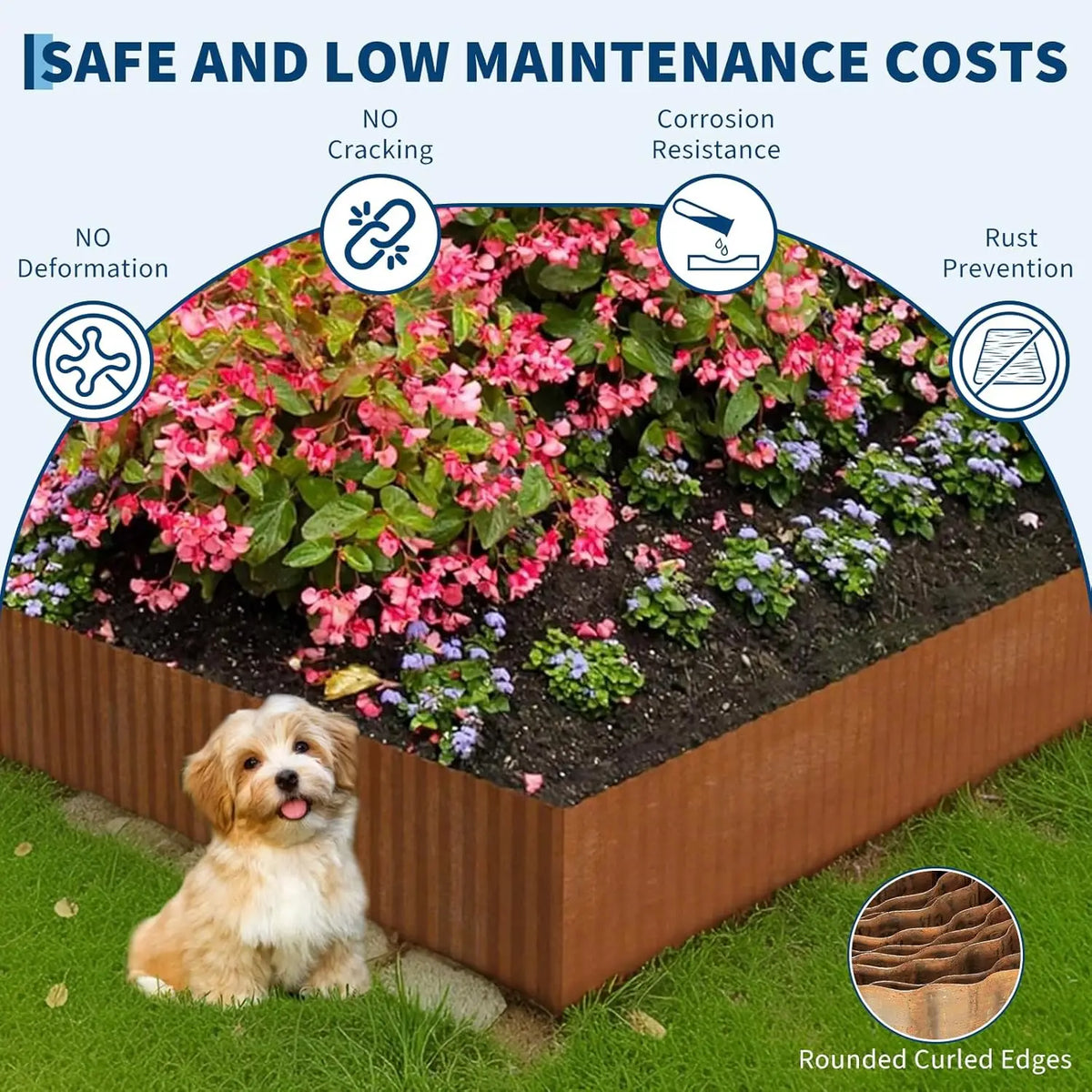 HiMISS Corrugated Galvanized Steel Garden Edging Border