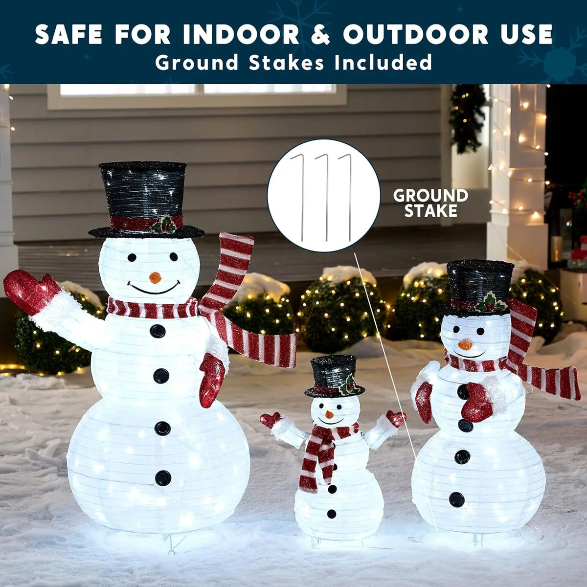 Joyfy Collapsible Snowman Yard Lights With Prelit LEDs