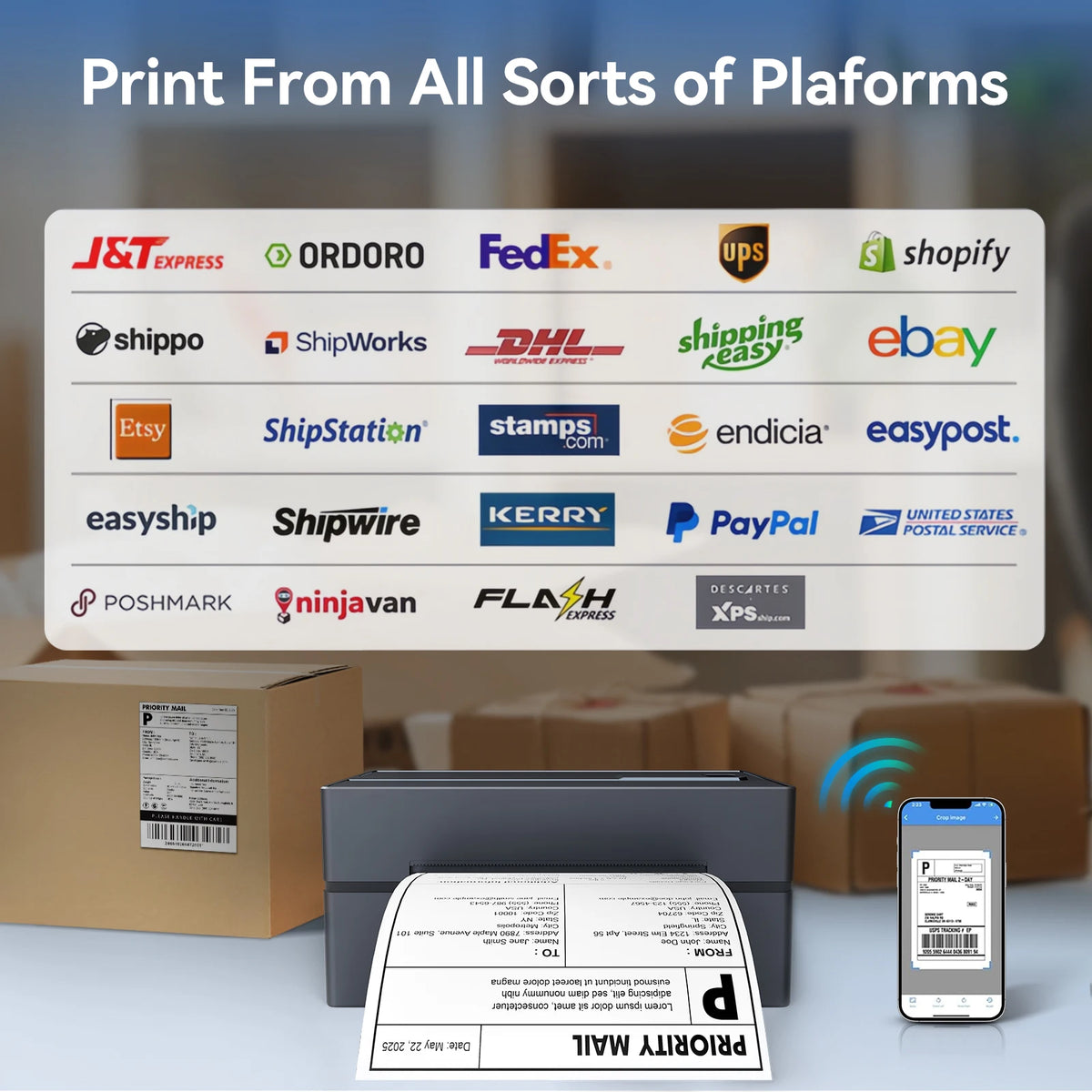 TakeYou Portable Thermal Shipping Label Printer With Bluetooth And USB